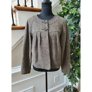 Charter Club Women's Gray Wool & Acrylic Long Sleeve Button Casual Coat Size 10